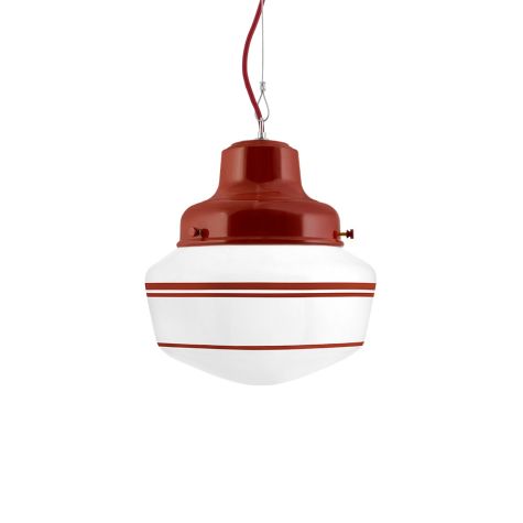 Primary Schoolhouse LED, 400-Barn Red, Small Glass, Triple Painted Band, 400-Barn Red, CSR-Red Cloth Cord