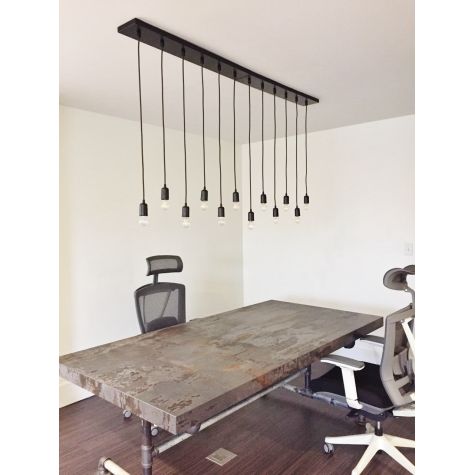 (2) Downtown 6-Light Pendant Chandeliers, 100-Black, SBK-Standard Black Cord
