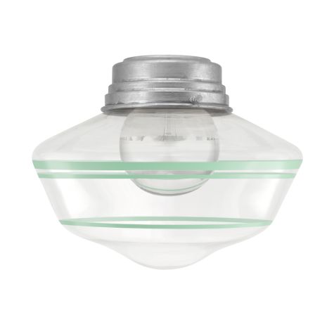 Primary Schoolhouse Flush Mount Light, 975-Galvanized, Triple Painted Band, 311-Jadite