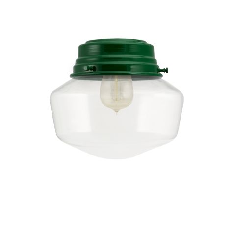 Primary Schoolhouse Flush Mount Light, 307-Emerald Green, Small Clear Glass