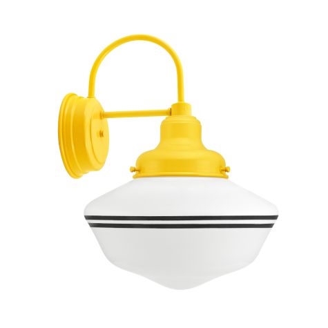 Primary Schoolhouse Sconce, 500-Buttery Yellow, Double Painted Band, 100-Black