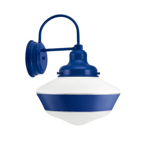 Primary Schoolhouse Sconce, 700-Royal Blue, Large Opaque Glass, Single Painted Band