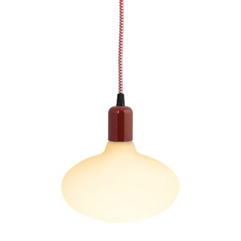 Downtown Minimalist Cord Pendant, 400-Barn Red, CRZ-Red Chevron Cord | Shown with Oval Tala Lamp