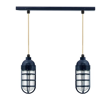 Insider 2-Light Chandelier, 705-Navy, Topless Shade, CGG-Standard Cast Guard, CLR-Clear Glass, CSGW-Gold & White Cloth Cord