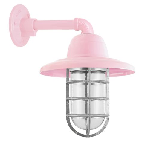Industrial Guard Sconce, 480-Blush Pink, Warehouse Shade, CGG-Standard Guard, 975-Galvanized, CLR-Clear Glass