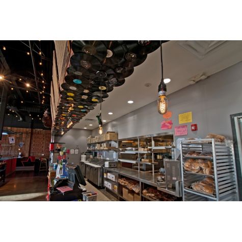 Indy Industrial Pendant, 100-Black, Shown with Nostalgic Edison Spiral Light Bulb