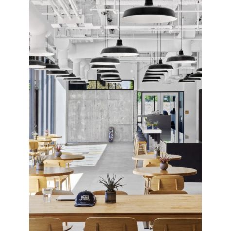 28" Original™ LED Warehouse Pendants, 100-Black | Vans Campus, Costa Mesa, CA, Photo Courtesy of Rapt Studio