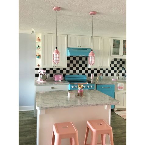 Industrial Guard Pendant Light, 480-Blush Pink, TGG-Heavy Duty Cast Guard,