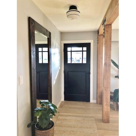 Primary Schoolhouse Flush Mount Light, 100-Black, Small Opaque GlassTriple Painted Band | Photo Courtesy of Customer