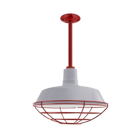16" The Original™ Stem Mount, 800-Industrial Grey, Wire Cage, 400-Barn Red, Mounting in 400-Barn Red