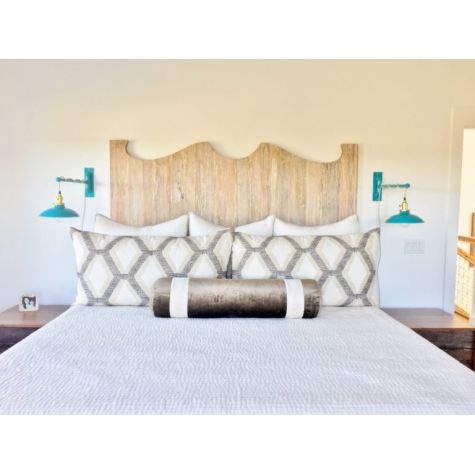 Sinclair Swing Arm Sconce, 390-Teal, Brass Socket with Knob Switch, Arm in 390-Teal, CSGW-Gold and White Cloth Cord | Customer Submission