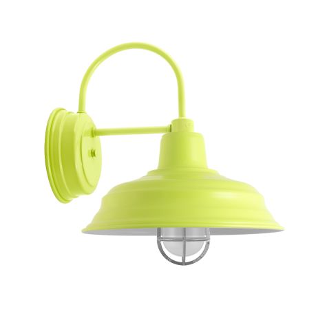 13" Bomber Wall Sconce, 380-Chartreuse, CGG-Standard Cast Guard, 975-Galvanized, FST-Frosted Glass