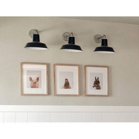 The Original™, 12” Shade in 705-Navy Finish, G16 Straight Gooseneck Arm in 975-Galvanized Finish, Photo Courtesy of Allure with Decor and Sharon Westergard Photography