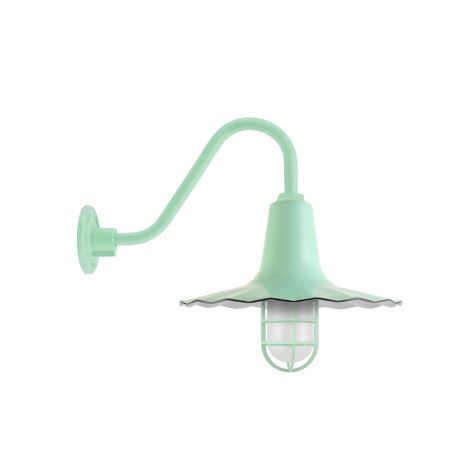 14" Seaside, 355-Porcelain Jadite, CGG-Standard Cast Guard, FST-Frosted Glass, G26 Gooseneck Arm
