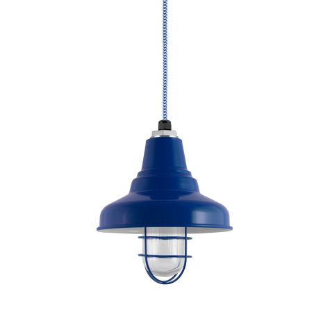 10" Union, 700-Royal Blue, WGG-Wire Guard, RIB-Ribbed Glass, CSUW-Blue & White Cloth Cord