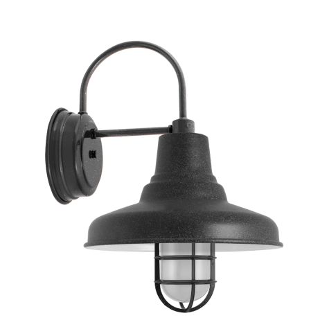 12" Union Sconce, 805-Charcoal Granite, CGG-Standard Cast Guard, FST-Frosted Glass