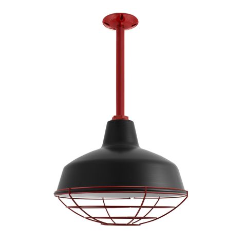 14" Avalon, 100-Black, Wire Cage, 400-Barn Red, Mounting in 400-Barn Red