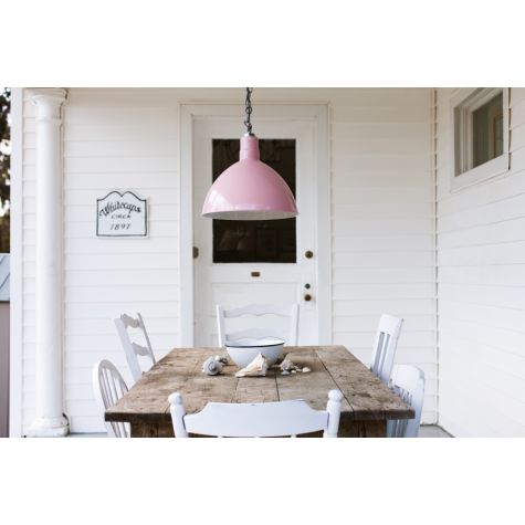 16" Wilcox, 480-Blush Pink, Galvanized Chain with Black & White Cloth Cord