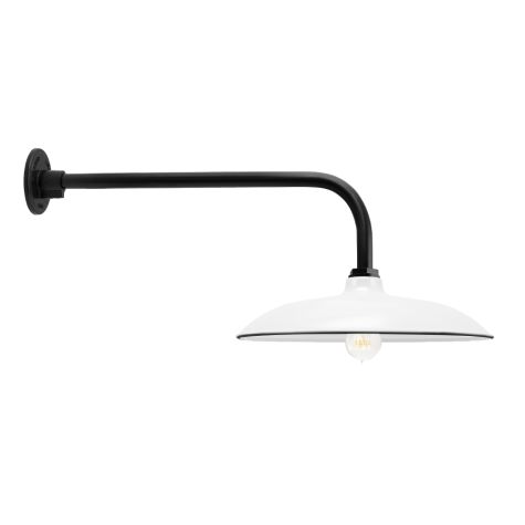 16" Sinclair, 250-Porcelain White, G8 Gooseneck Arm, 150-Black, Nostalgic Edison-Style Victorian 40 Watt Light Bulb