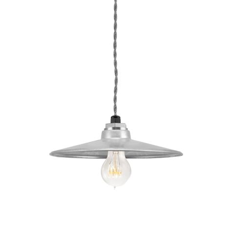 10" Conoco, 975-Galvanized, TBW-Black & White Cotton Twist Cord, Nostalgic Edison-Style Victorian 40 Watt Light Bulb