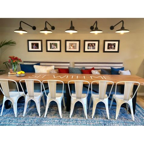 Marathon Gooseneck Lights, 12” Shades in 100-Black, G14 Straight Arms in 100-Black | Photo Courtesy of HGTV’s Hidden Potential TV Show