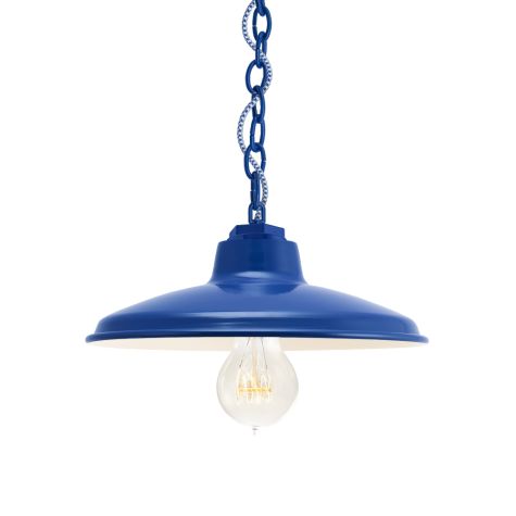 12" Marathon, 700-Royal Blue, CSUW-Blue & White Cloth Cord, Shown with Nostalgic Edison-Style Victorian Era Bulb