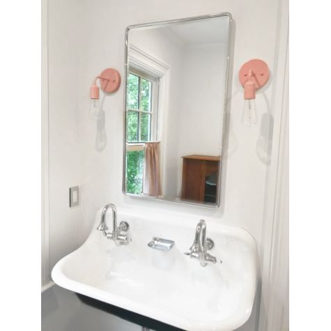 Downtown Minimalist Sconce, 480-Blush Pink, 1910 Era 40w Edison-Style Bulb | Photo Courtesy of Homeowner
