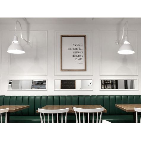 (2) 14” Wilcox Uplight Gooseneck Light, 200-White, G6 Gooseneck Arm | Photo Courtesy of Blanc Marine Living and L’Oeufrier