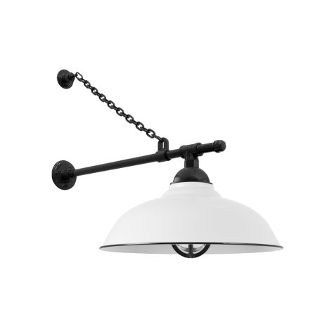 18" Chicago, 250-Porcelain White, TGG-Heavy Duty Cast Guard, 150-Black, RIB-Ribbed Glass, G65 Gooseneck Arm, 150-Black
