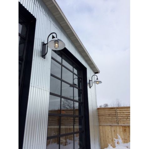 Original Warehouse Gooseneck, 100-Black, Cast Guard & Glass in 975-Galvanized, G19 Gooseneck Arm | Customer Submission