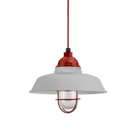 12" Rochester, 800-Industrial Grey, WGG-Wire Guard, 400-Barn Red, CSR-Red Cloth Cord, Top & Canopy in 400-Barn Red