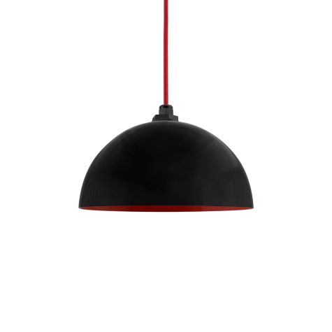 12" Loma, Exterior in 100-Black, Interior in 400-Barn Red, CRD-Red Cloth Cord