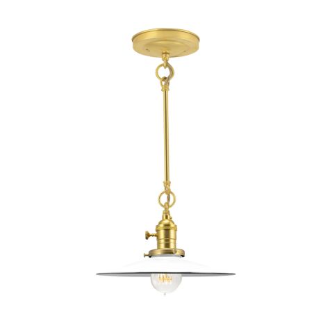 10" Conoco Stem & Loop, 250-White, BK-Brass with Knob Switch, Putty Cotton Twist Cord, Nostalgic Edison-Style 1910 Era 60 Watt Light Bulb