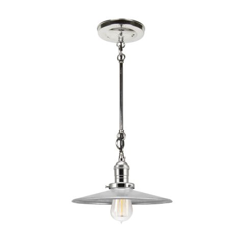 10" Conoco Stem & Loop, 975-Galvanized, NS-Nickel with No Switch, Black Cotton Twist Cord, Nostalgic Edison-Style Victorian 40 Watt Light Bulb