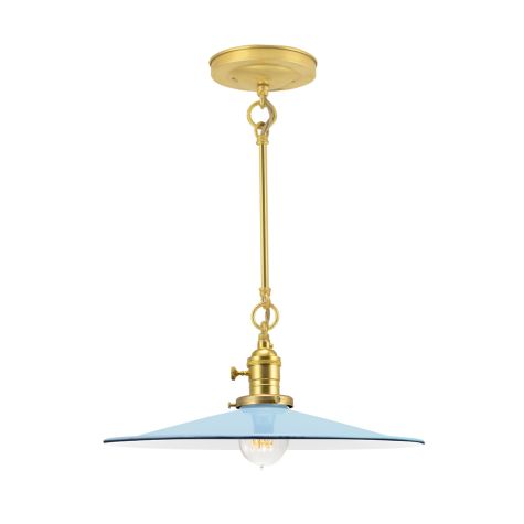 15" Conoco Stem & Loop, 765-Delphite, BK-Brass & Knob Switch, Putty Cotton Twist Cord, Nostalgic Edison-Style Victorian 40 Watt Light Bulb