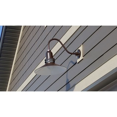 16” Cherokee, 601-Chocolate Finish, FST-Frosted Glass, G11 Gooseneck Arm | Photo Courtesy of the Homeowner