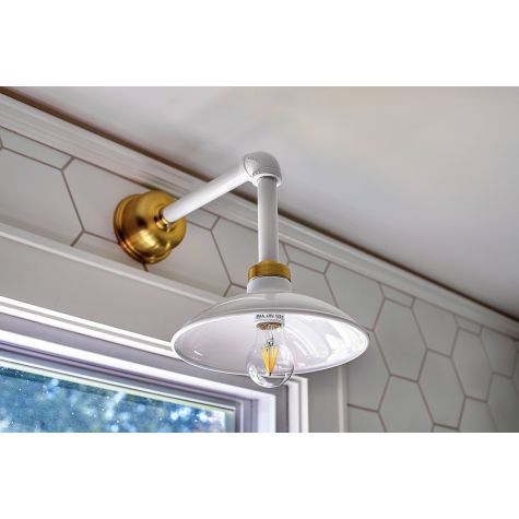 10" Sinclair Gooseneck Light, 200-White, G34 Gooseneck Arm in a 200-White Finish, Brass Backing Plate & Hex Cover | Photo Courtesy of Taylor Newton Photography