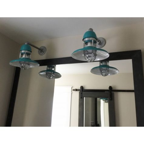 12” Brisbane, 390-Teal,  G16 Gooseneck Arm in 975-Galvanized Finish