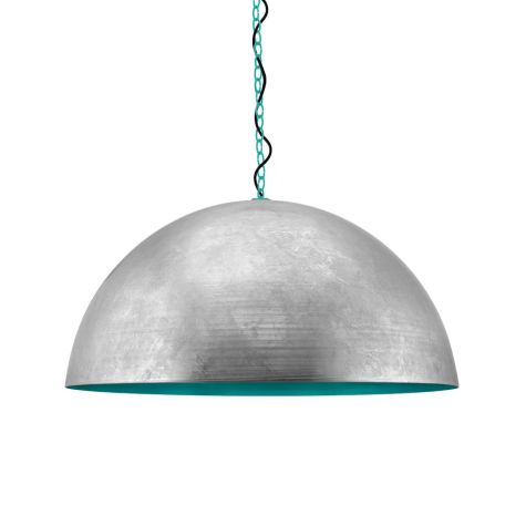 28" Loma, Exterior in 975-Galvanized, Interior in 390-Teal, CSB-Black Cloth Cord