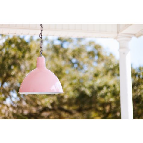 16" Wilcox, 480-Blush Pink, Galvanized Chain with Black & White Cloth Cord