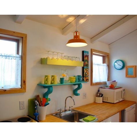 12" Original Vented Warehouse Pendant, 495-Sherbert Orange, Circle Vents, SWH-Standard White | Photo Courtesy of Homeowner
