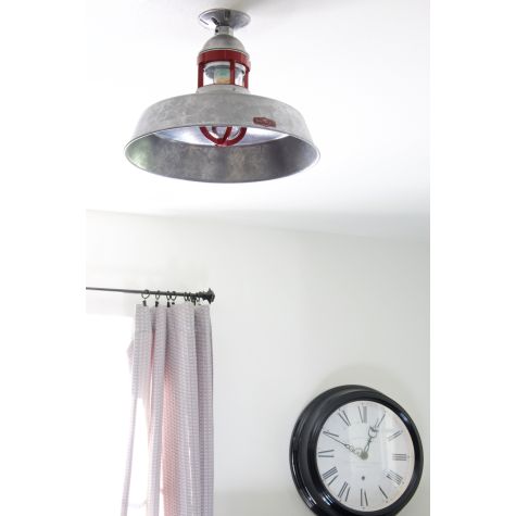 16” Sydney, Flush Mount, 975-Galvanized, Guard in 400-Barn Red, Clear Glass, No Cap | Photo Courtesy of Melissa from the Inspired Room - www.theinspiredroom.net