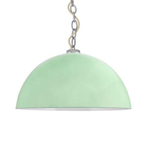 16" Loma LED, 355-Porcelain Jadite, Galvanize Chain & Gold & White Cloth Cord