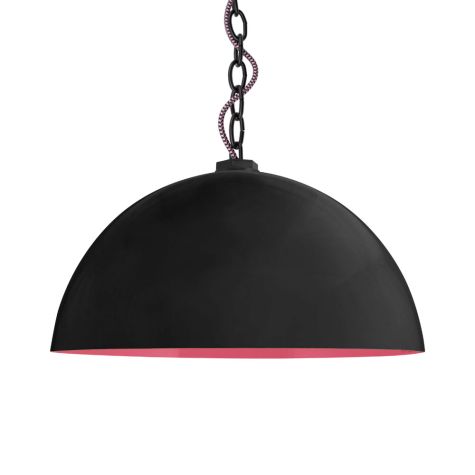 16" Loma LED, Exterior in 100-Black, Interior in 470-Watermelon, Chain in 100-Black with CSBP-Black & Pink Cloth Cord