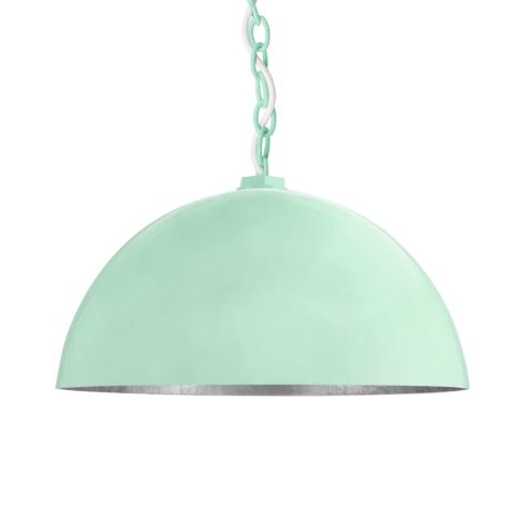 16" Loma LED, Exterior in 370-Mint Interior in 975-Galvanized, Chain in 370-Mint with SWH-Standard White Cord