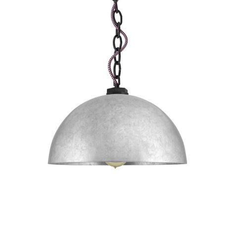 12" Loma LED, 975-Galvanized, Chain in 100-Black with CSBP-Black & Pink Cloth Cord