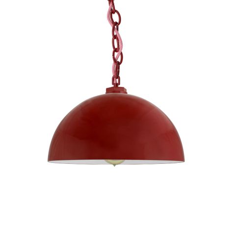 12" Loma LED, Exterior in 400-Barn Red, Interior in 200-White, Chain in 400-Barn Red with CSRW-Red & White Cloth Cord