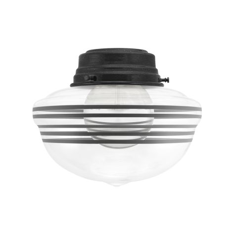 Acorn Flush Mount, 805-Charcoal Granite, Clear Glass, Five Painted Band, 100-Black, Shown with G40 Bulb