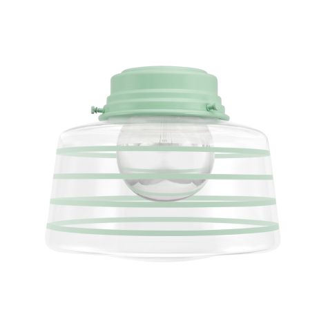Drum Flush Mount, 311-Jadite, Clear Glass, Four Painted Band, 311-Jadite, Shown with G30 Half-Chrome Bulb