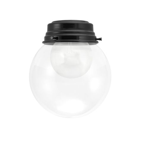 Round Flush Mount, 100-Black, Clear Glass, No Painted Band